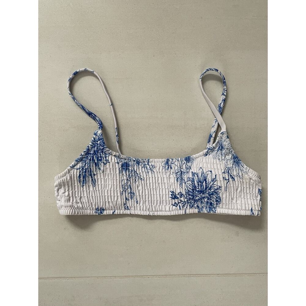 Summerhaus Swim Bikini Top Floral Smocked Swimwear Beach Summer